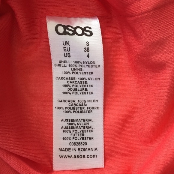 ASOS Lace Overlay Lined Dress Size 4 Pink Salmon - Picture 6 of 7